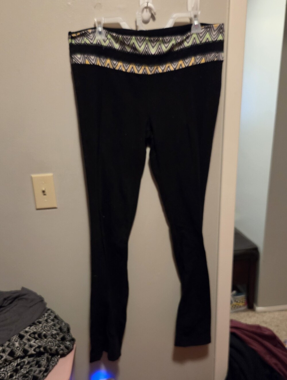 Jockey Black Leggings with Patterned Waistband